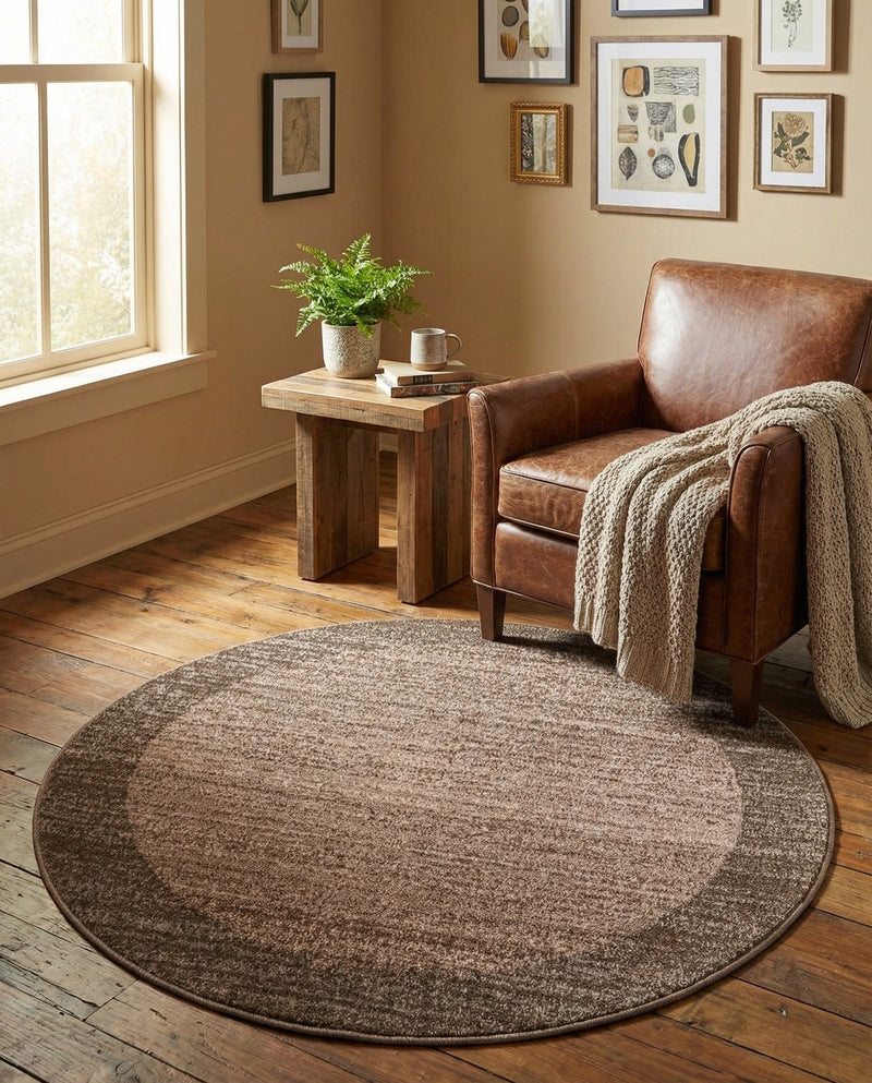 Studio Haven Collection Area Rug -  Conservatory (Light Brown) Round Light Brown  lifestyle 66