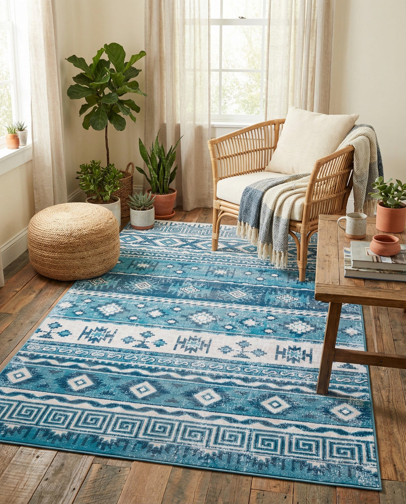 Geneva Terrace Collection Area Rug - Montreux Rectangle Blue  lifestyle 38