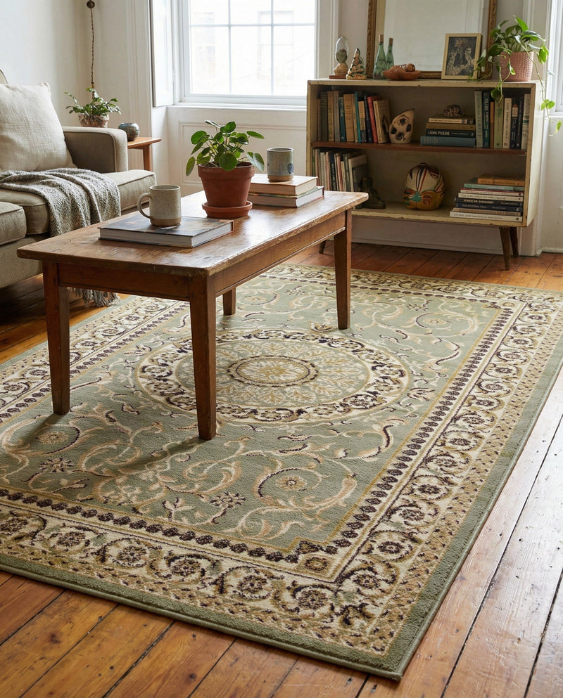 Versailles Elegance Collection Area Rug -  Montreuil Rectangle Light Green  lifestyle 28