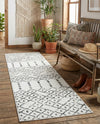 Marrakesh Lattice Collection Area Rug - Casablanca (Ivory Black) Runner Ivory Black  lifestyle 70