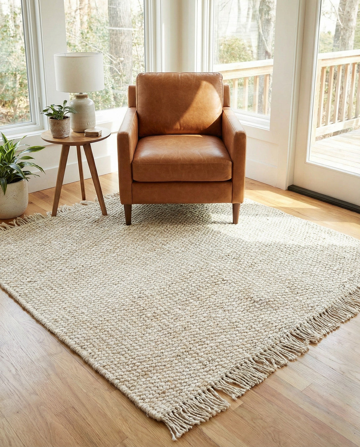 Savannah Jute Collection Area Rug - Seashore Square Ivory  lifestyle 100