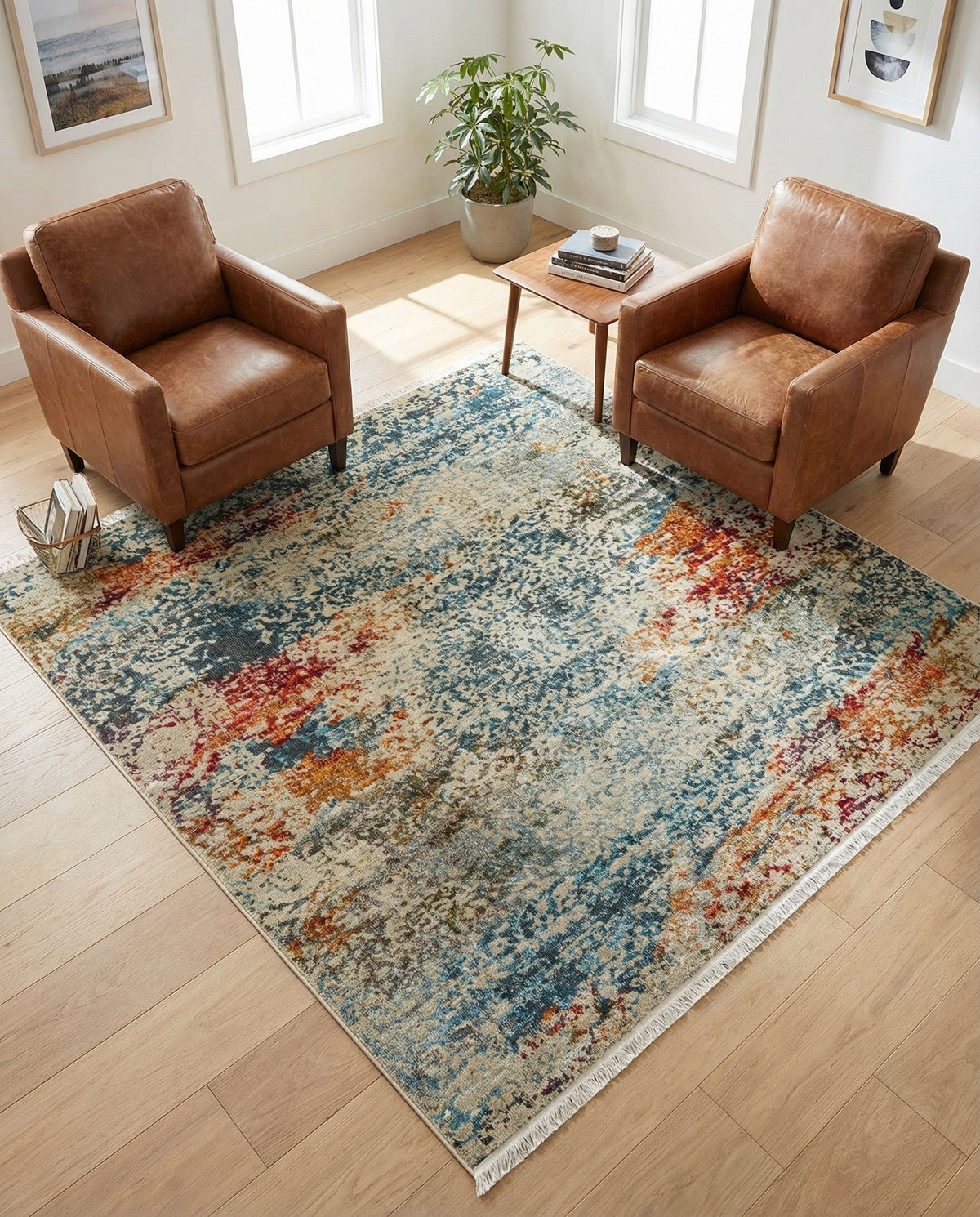 Caribbean Breeze Collection Area Rug -  Isla Square Cream  lifestyle 120
