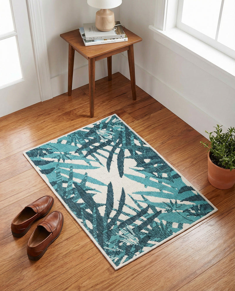 Seaside Blooms Collection Area Rug -  Provence Rectangle Teal blue  lifestyle 17