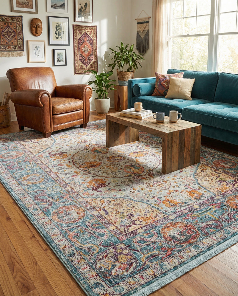 Caribbean Breeze Collection Area Rug -  Xcalak Rectangle Light Blue  lifestyle 24