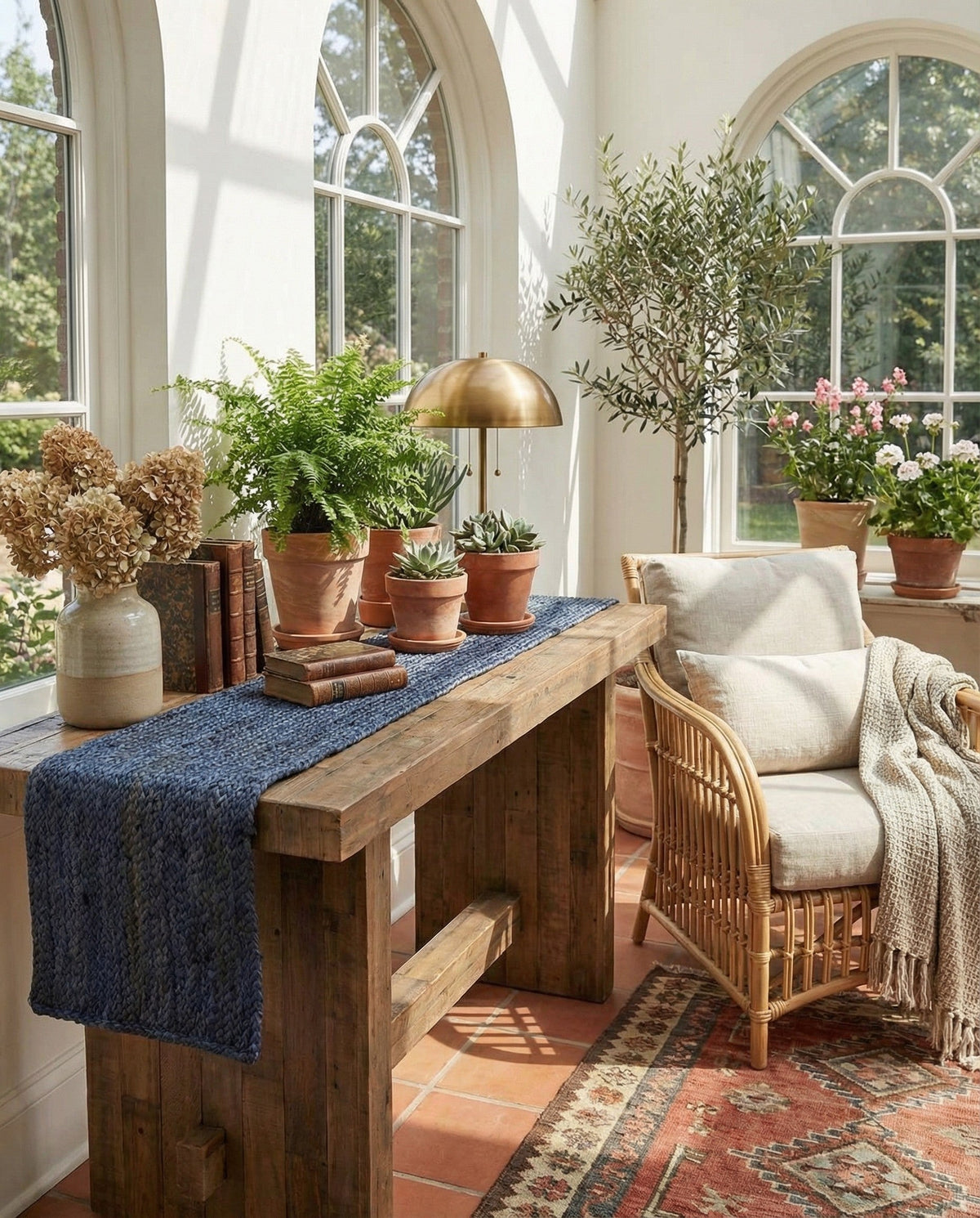 Woven Seaside Jute Collection Area Rug - Savannah (Navy Blue) Table Runner Navy Blue  lifestyle 102