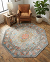 Caribbean Breeze Collection Area Rug -  Floriana Octagon Light Blue  lifestyle 36