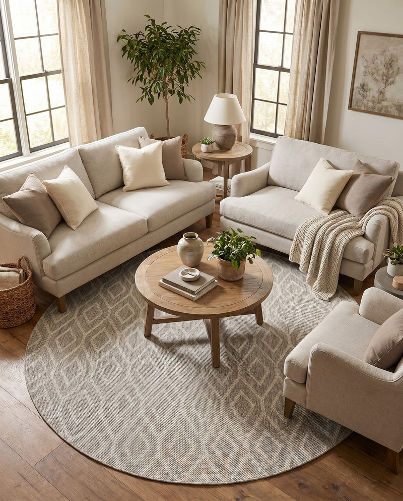 Urban Oasis Rugs Collection Area Rug -  Boulevard (Gray Cream) Round Gray Cream  lifestyle 39
