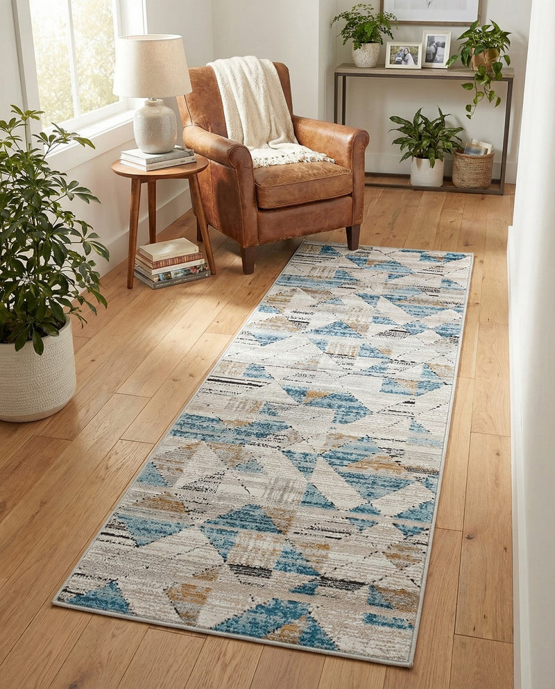 Dresden Elegance Collection Area Rug - Meissen Runner Blue  lifestyle 49