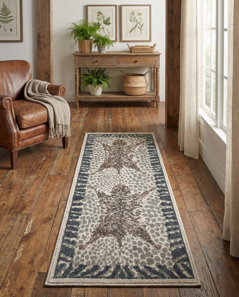 Savannah Sojourn Collection Area Rug -  Masai Runner Gray and Ivory  lifestyle 64