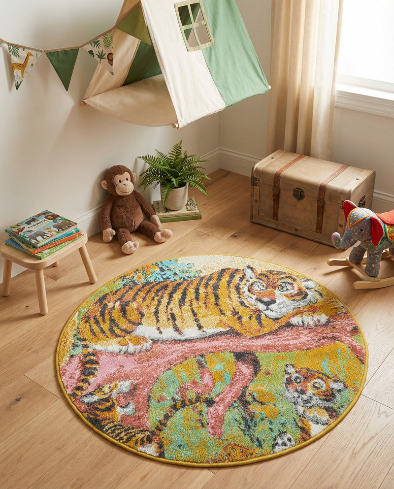 Wonder Tykes Collection Area Rug -  Groove Round Multi  lifestyle 39