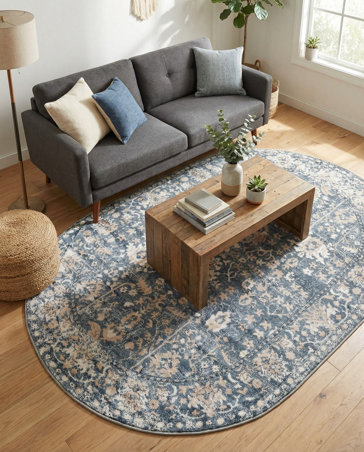 Cascade Range Collection Area Rug -  Shasta (Blue) Oval Blue  lifestyle 84