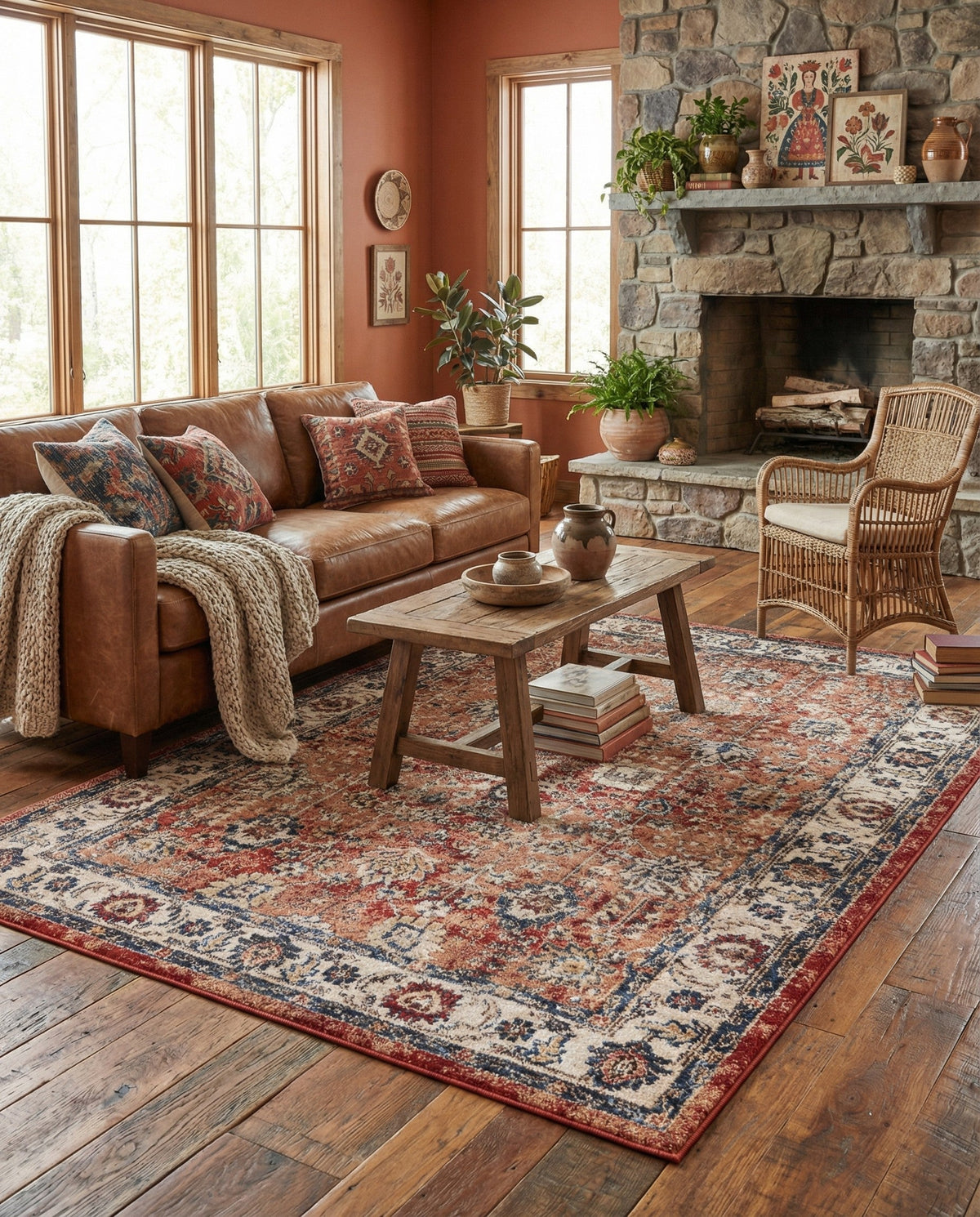 Eden Oasis Collection Area Rug -  Haven Rectangle Terracotta  lifestyle 20