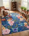 Meadow Breeze Collection Area Rug -  Petal Rectangle Blue  lifestyle 12