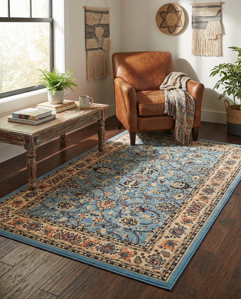 Isfahan Elegance Collection Area Rug - Naghsh-e Jahan (Light Blue) Rectangle Light Blue  lifestyle 9