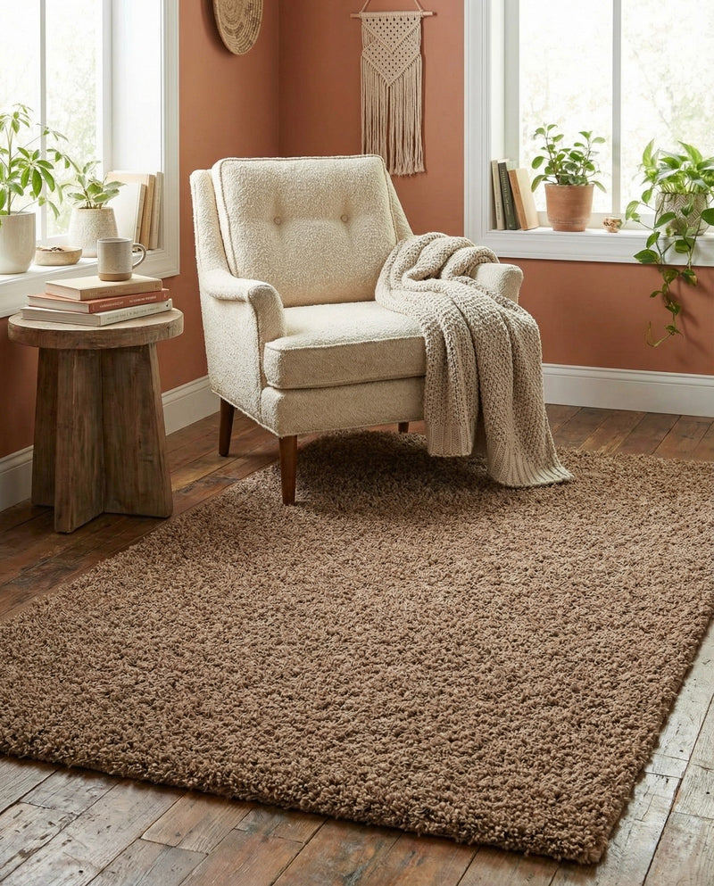 Plush Oasis Collection Area Rug - Serenity (Sandy Brown) Rectangle Sandy Brown  lifestyle 16