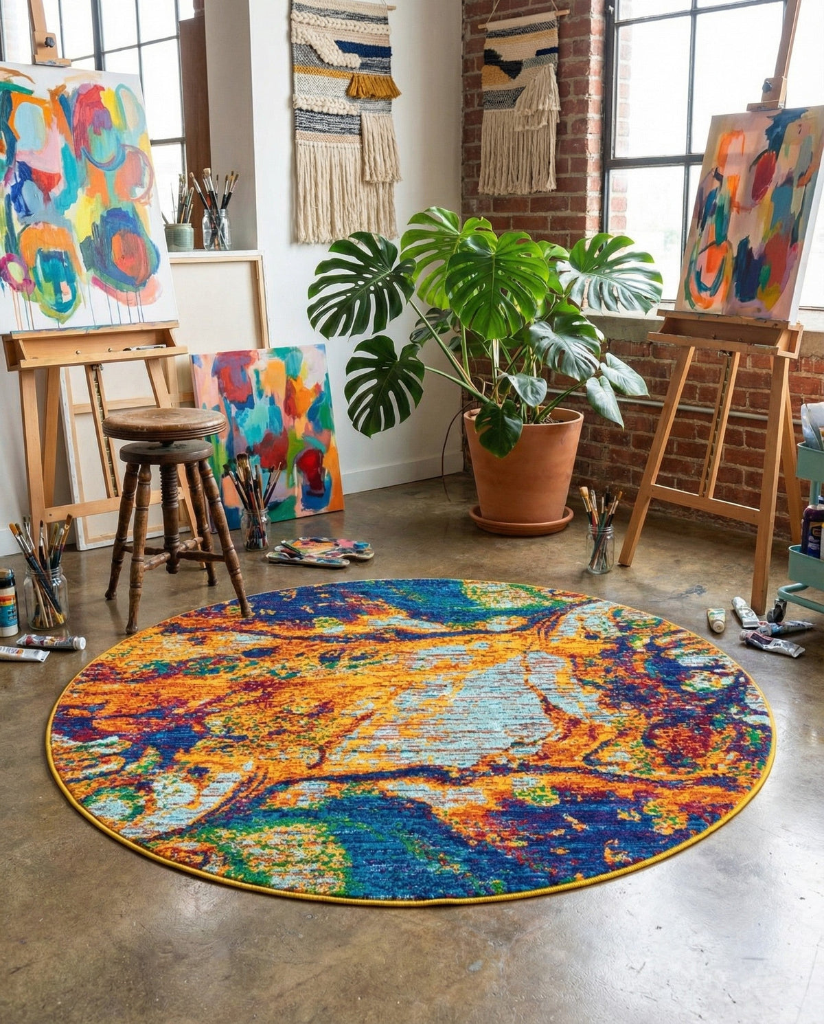 Caribbean Cove Collection Area Rug -  Bequia Round Multi  lifestyle 88