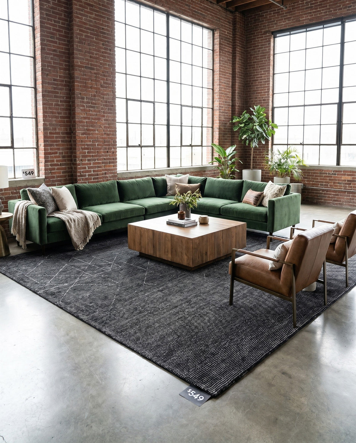 Nordic Loom Geometric Collection Area Rug - Oslo Square Jet Black  lifestyle 156