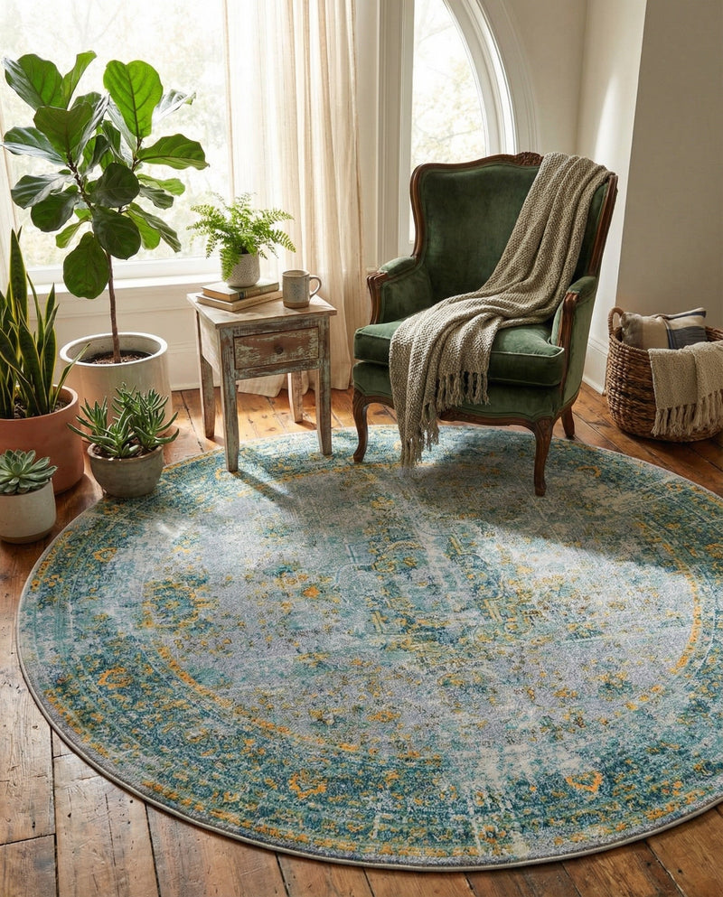Caribbean Breeze Collection Area Rug -  Calypso Round Gray  lifestyle 41