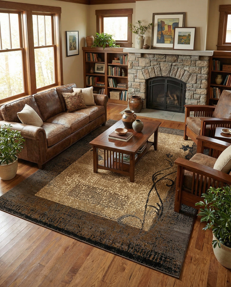Bistro Lounge Collection Area Rug -  Affogato Rectangle Beige  lifestyle 6