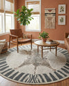 Savannah Sojourn Collection Area Rug -  Masai Round Gray and Ivory  lifestyle 55