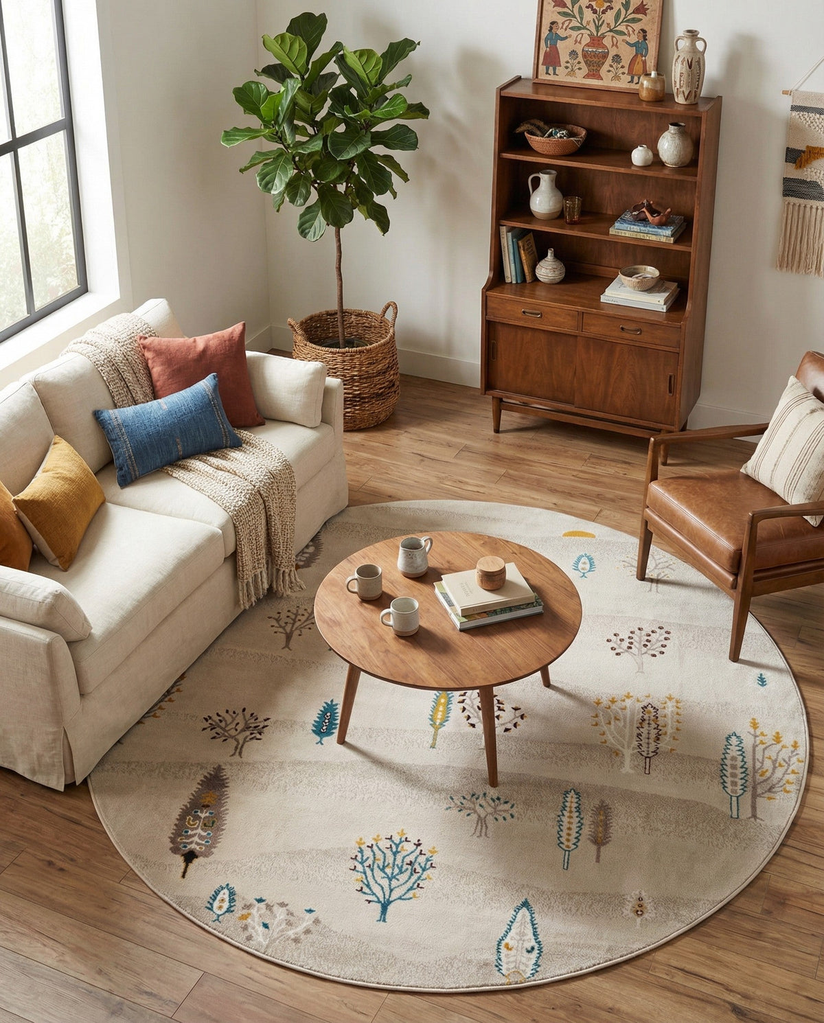 Coastal Haven Collection Area Rug -  Surfside Round Ivory  lifestyle 113