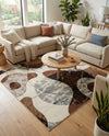 Urban Terrace Collection Area Rug -  Garden Square Brown and White  lifestyle 52