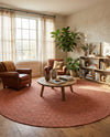 Highland Woven Jute Collection Area Rug - Glenmore (Rust Red) Round Rust Red  lifestyle 65
