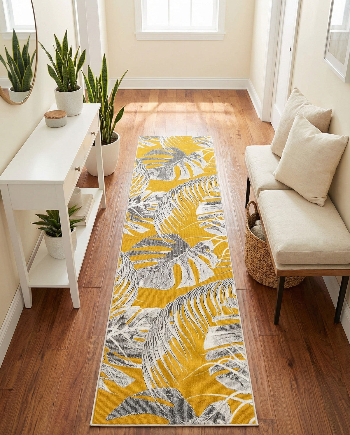 Meadow Breeze Collection Area Rug -  Clover Runner Yellow  lifestyle 153