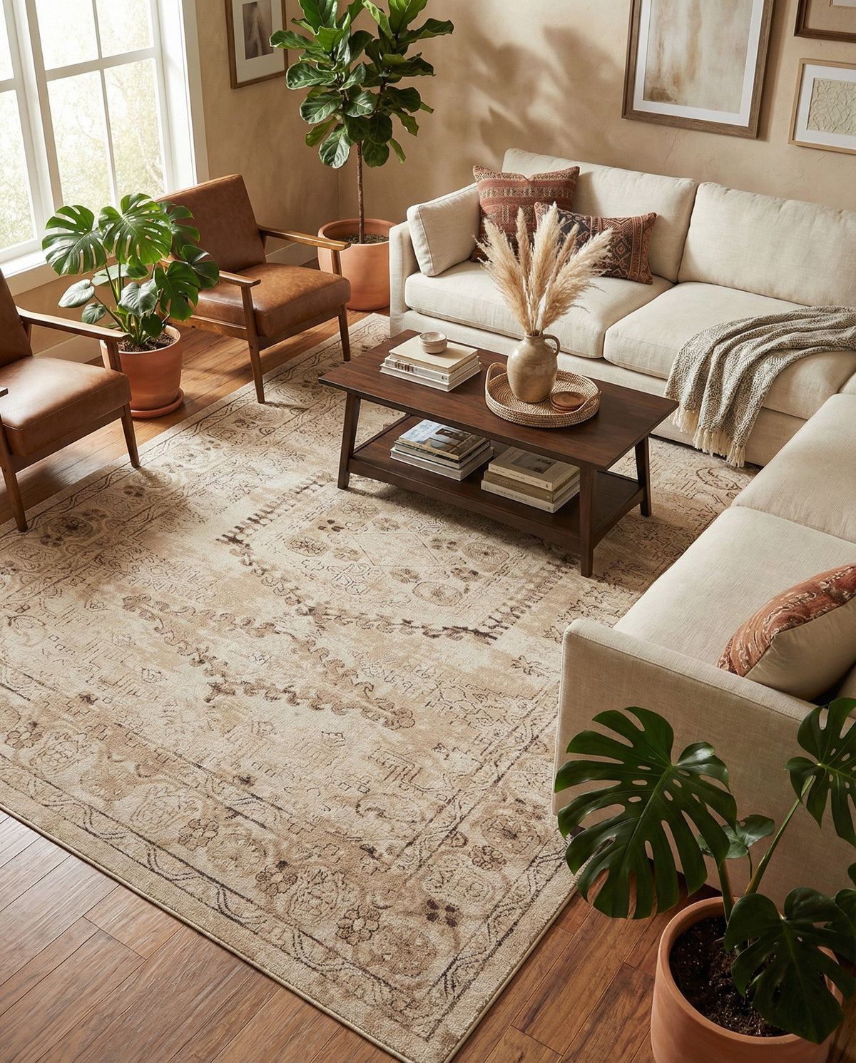 Eden Oasis Collection Area Rug -  Refuge (Beige) Rectangle Beige  lifestyle 13
