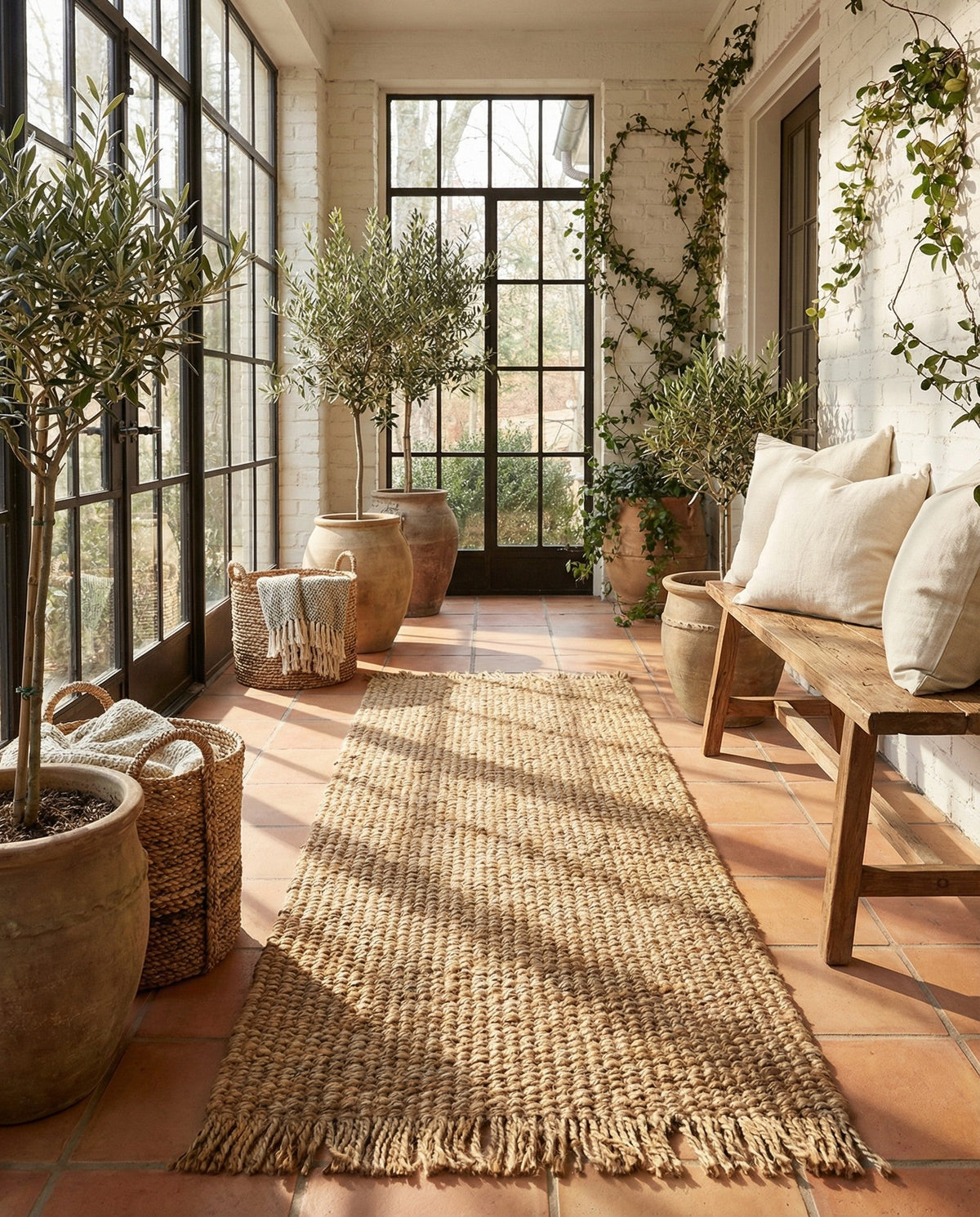 Savannah Jute Collection Area Rug - Seashore Runner Natural  lifestyle 187