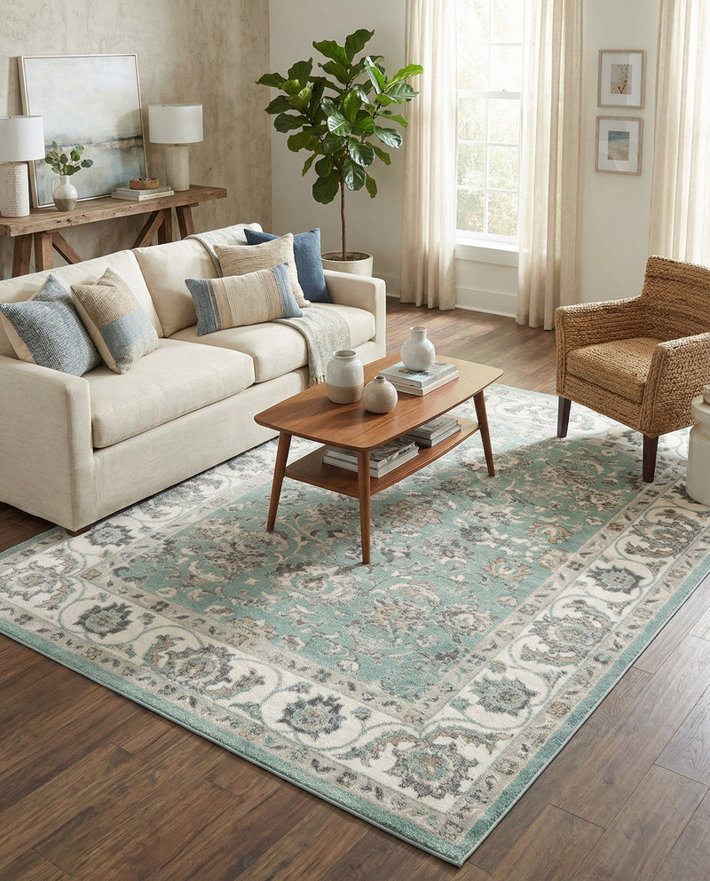 Adriana Terrace Collection Area Rug -  Positano (Aqua) Rectangle Aqua  lifestyle 13