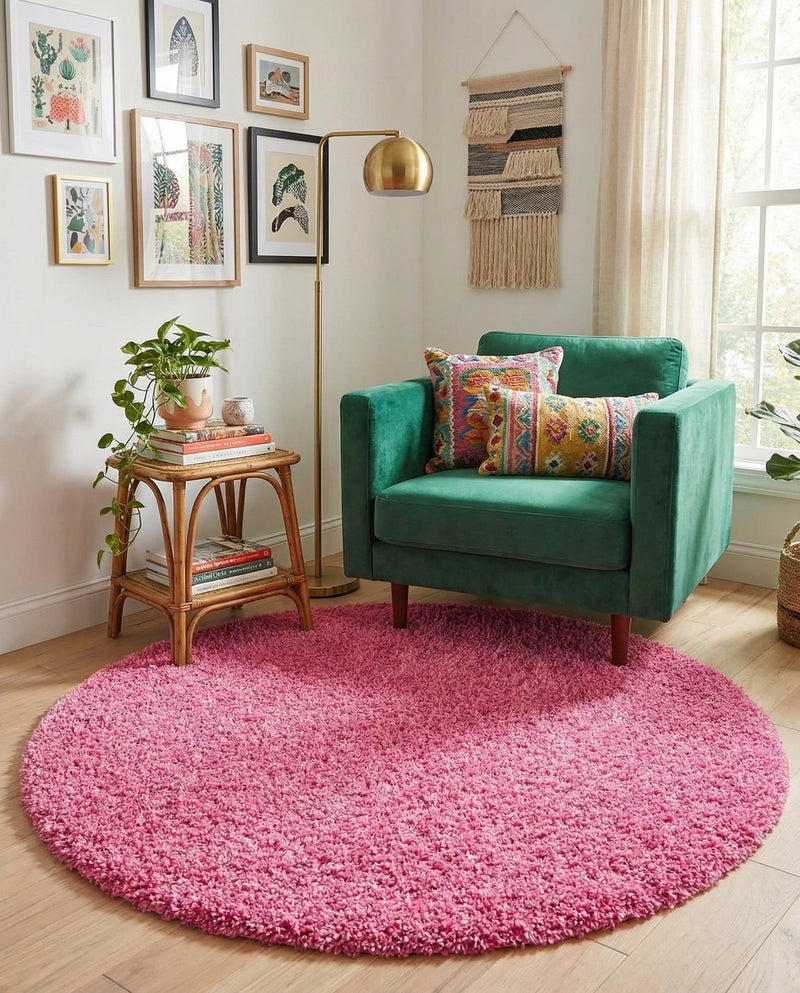 Plush Oasis Collection Area Rug - Serenity (Taffy Pink) Round Taffy Pink  lifestyle 65