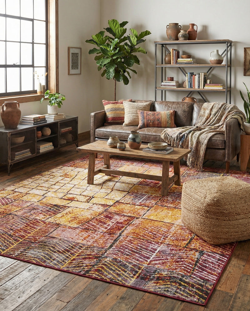 Seville Elegance Collection Area Rug - Cordoba Rectangle Rust Red  lifestyle 6