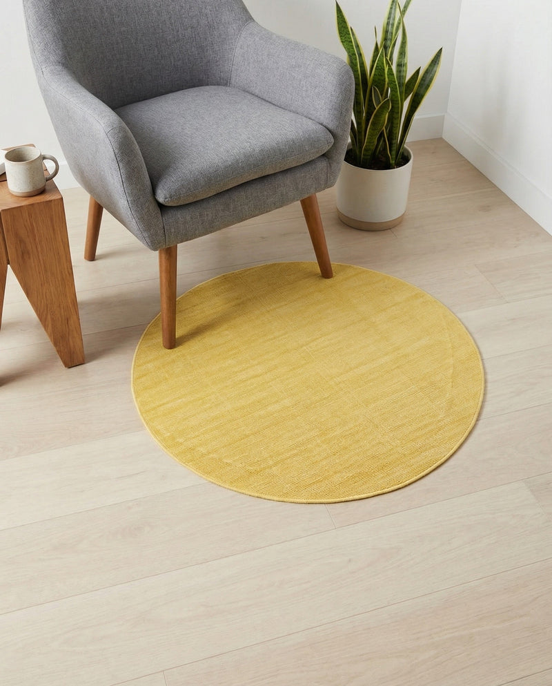 Soho Elegance Collection Area Rug - Chelsea (Gold) Round Gold  lifestyle 47