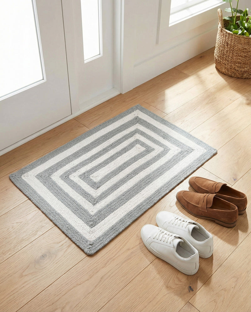 Sustainable Strands Indoor-Outdoor Oasis Collection Area Rug - Harborview Rectangle Gray and White  lifestyle 30
