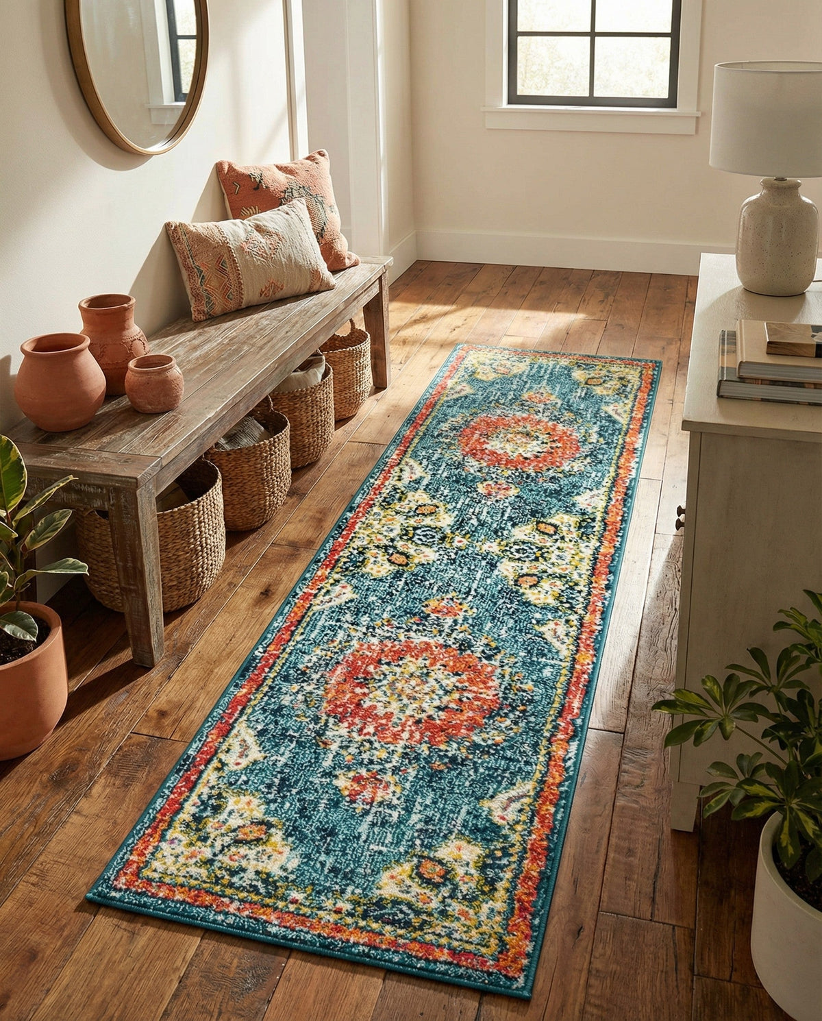 Brighton Terrace Collection Area Rug - Hove (Blue) Runner Blue  lifestyle 103
