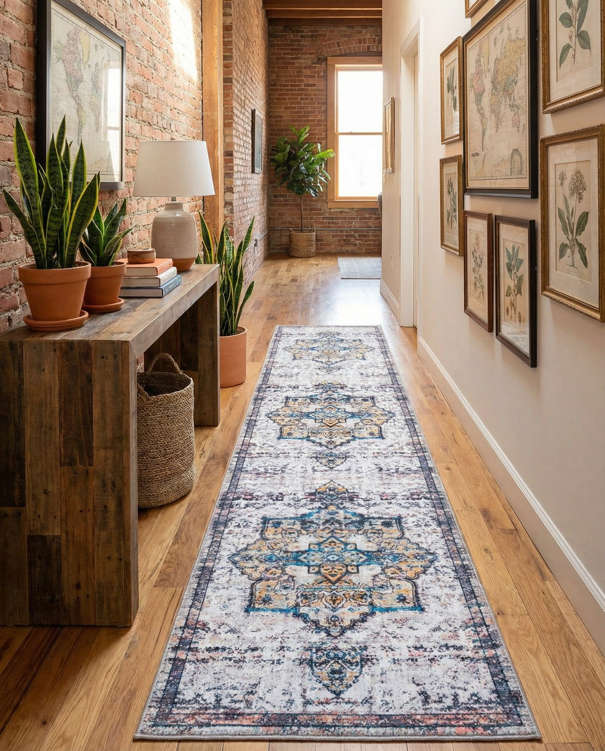 Baroque Era Collection Area Rug - Versailles (Sea Salt White) Runner Sea Salt White  lifestyle 29