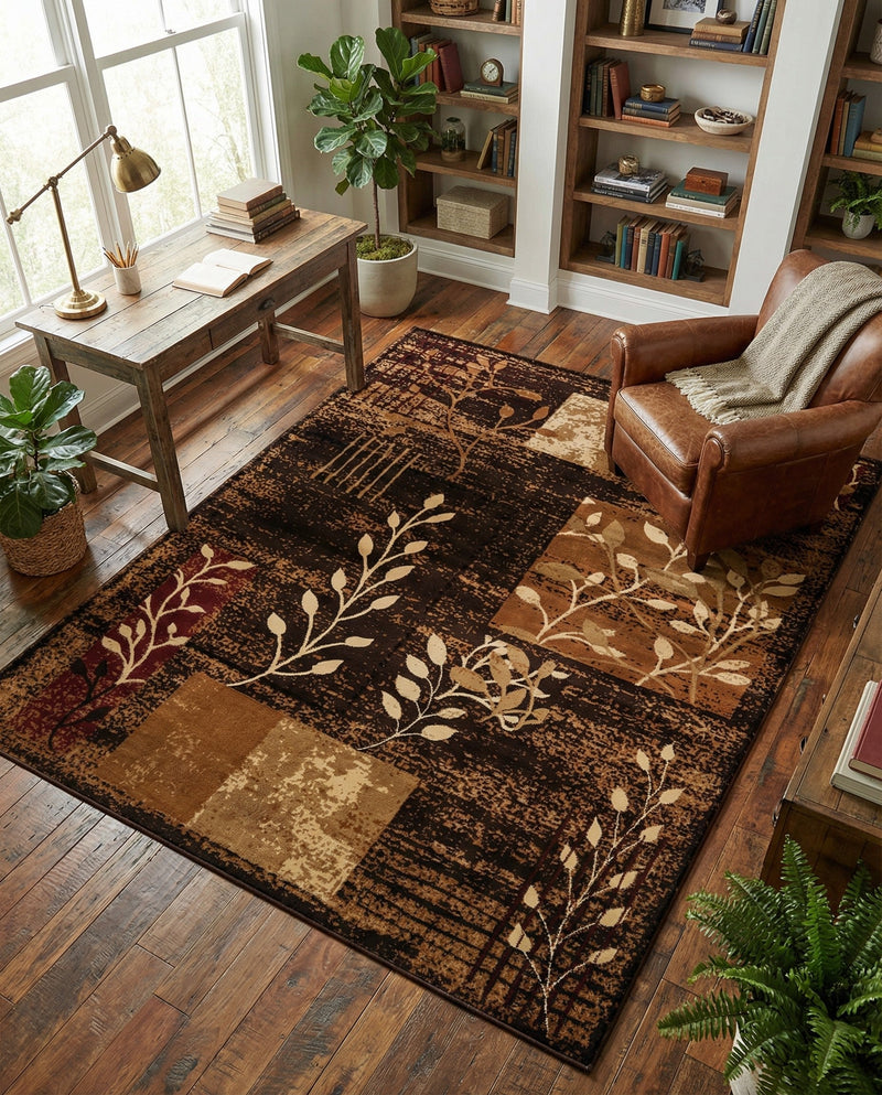 Bistro Lounge Collection Area Rug -  Affogato Rectangle Brown  lifestyle 44