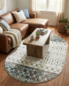 Mediterranean Lattice Collection Area Rug -  Casablanca (Ivory Gray Blue) Oval Ivory Gray Blue  lifestyle 64