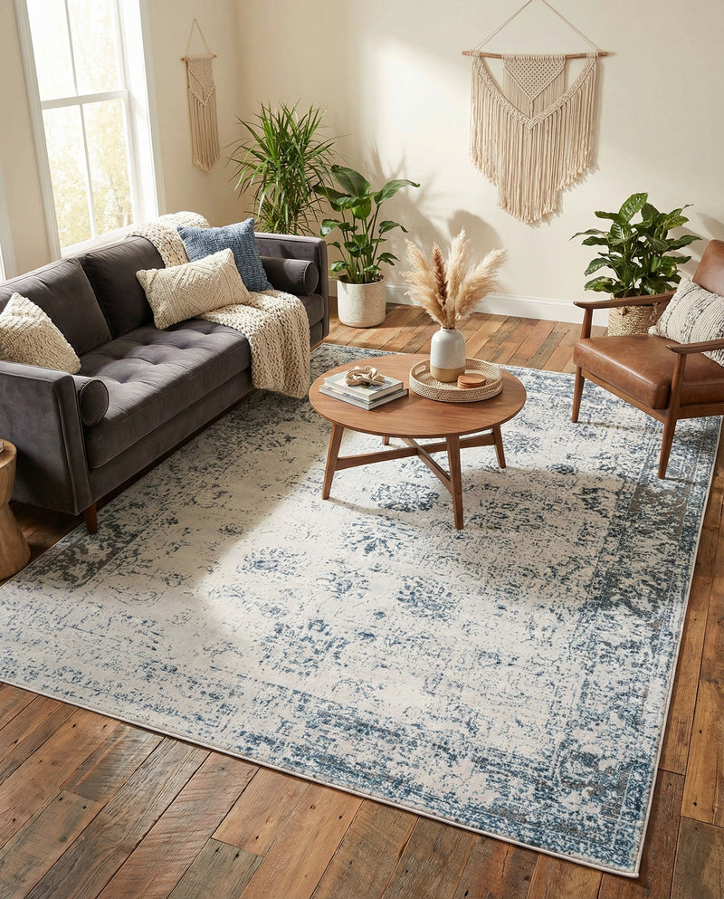 Riviera Elegance Collection Area Rug - Antibes (Light Blue) Rectangle Light Blue  lifestyle 13