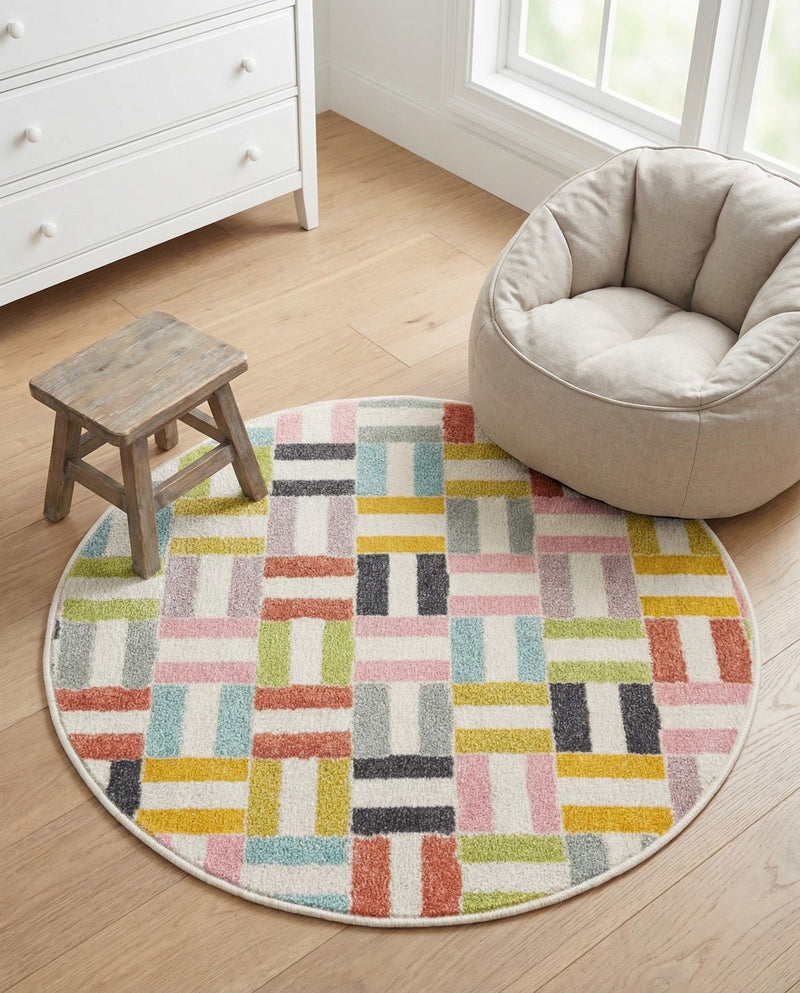 Wonder Tykes Collection Area Rug -  Kaleidoscope Round Multi  lifestyle 29