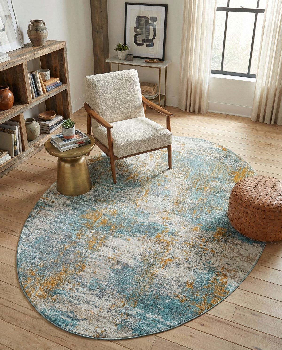 Arcadia Rugs Collection Area Rug -  Nirvana Oval Cream Blue  lifestyle 35