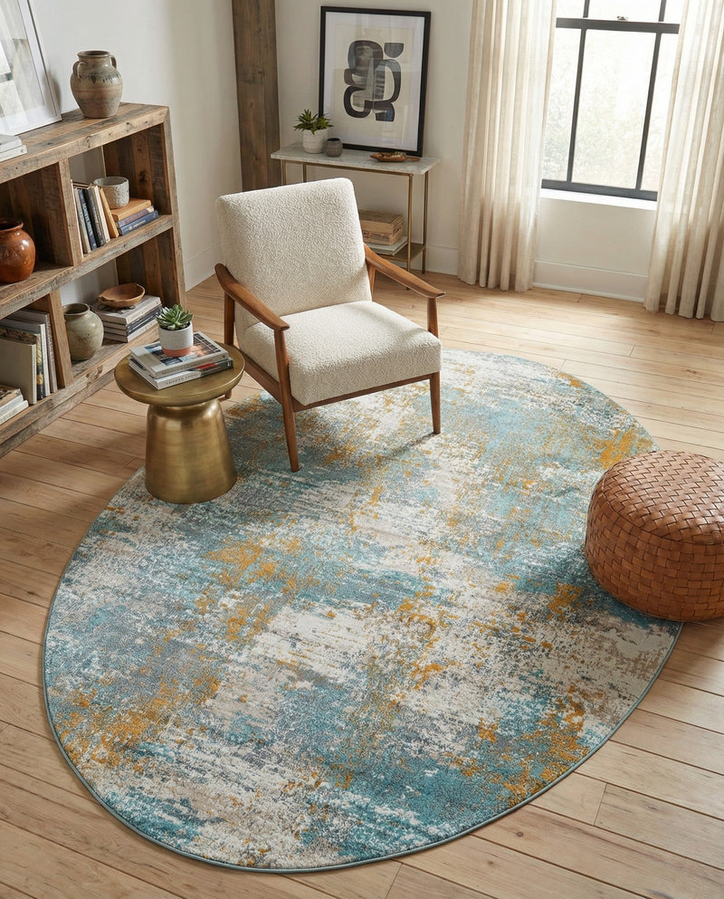 Arcadia Rugs Collection Area Rug -  Nirvana Oval Cream Blue  lifestyle 35