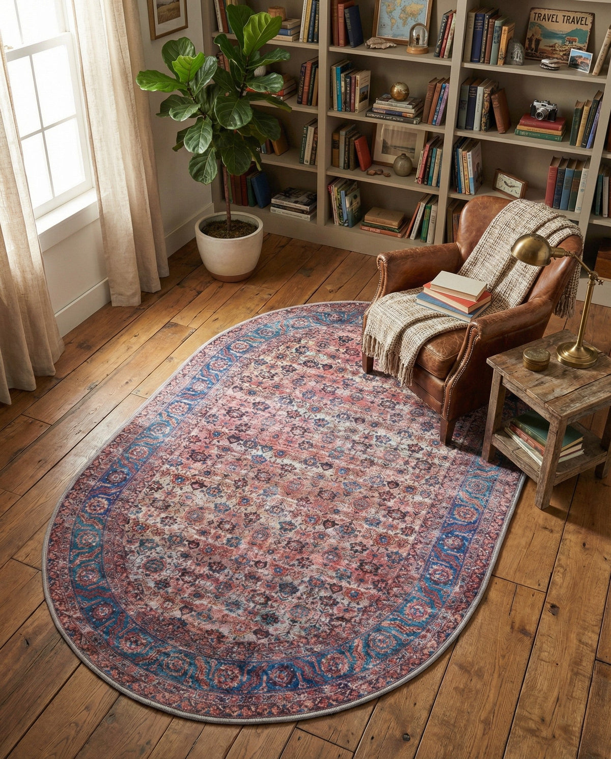 Zahara Oasis Collection Area Rug -  Meknes Oval Antique Pink  lifestyle 82