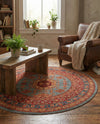 Persian Elegance Collection Area Rug -  Bushehr Round Light Blue  lifestyle 60