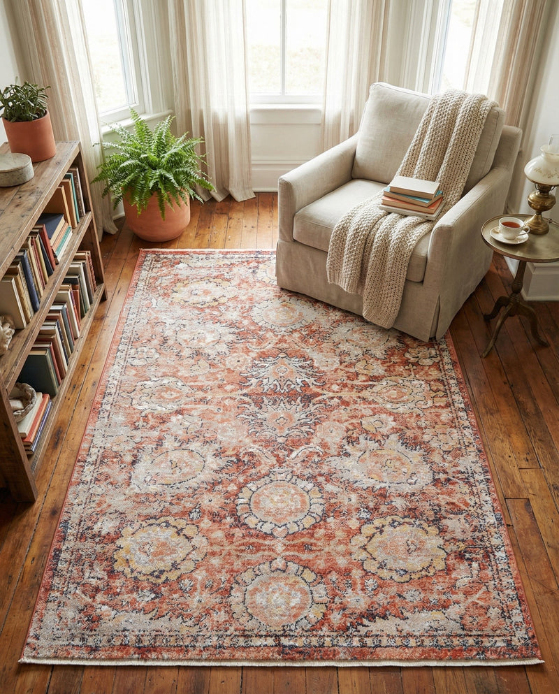 Seville Stripes Collection Area Rug -  Cordoba (Brick Red) Rectangle Brick Red  lifestyle 18