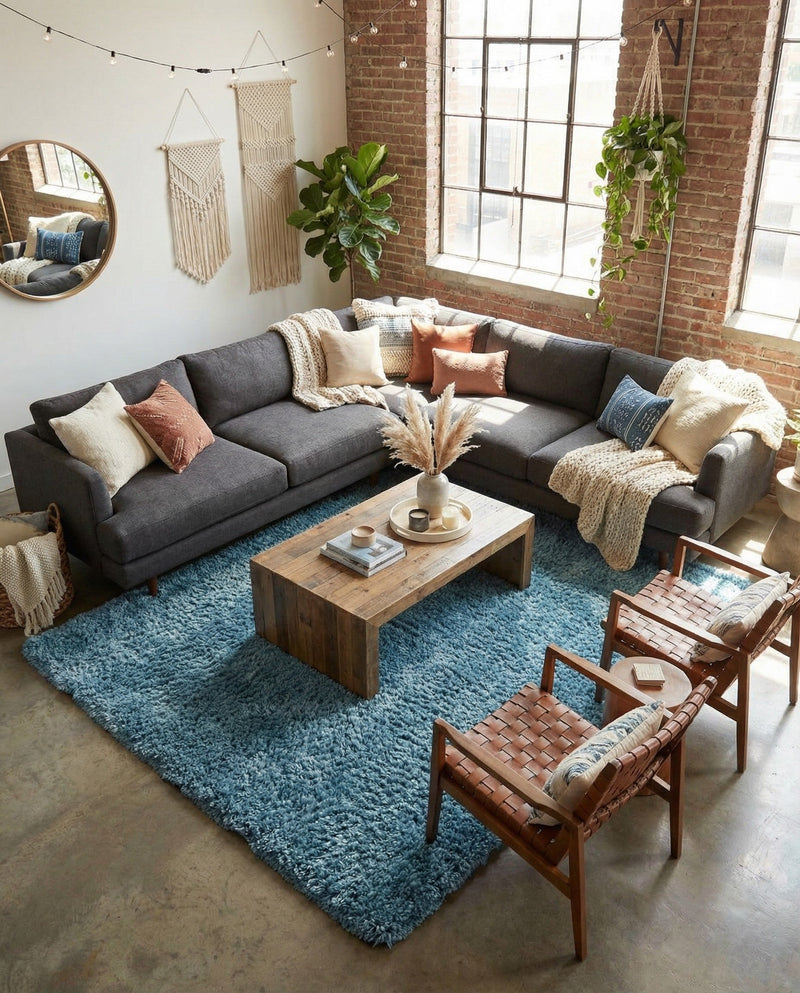 Eternal Plush Oasis Collection Area Rug -  Tranquility (Aegean Blue) Rectangle Aegean Blue  lifestyle 24