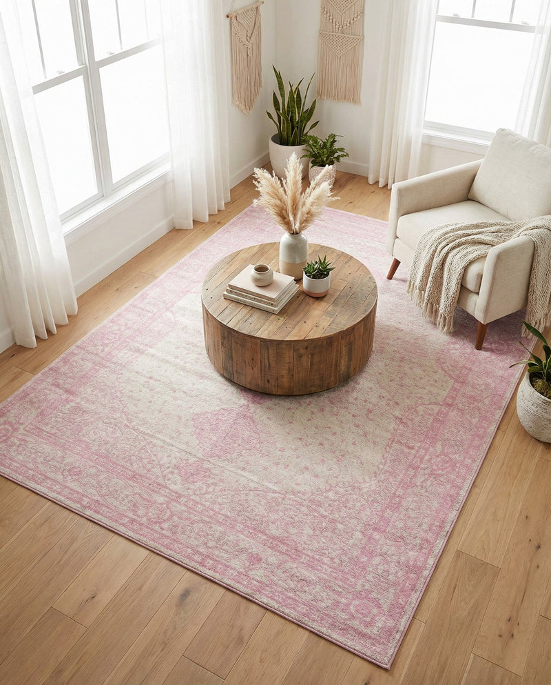 Dover Terrace Collection Area Rug - Marina (Pink) Rectangle Pink  lifestyle 4