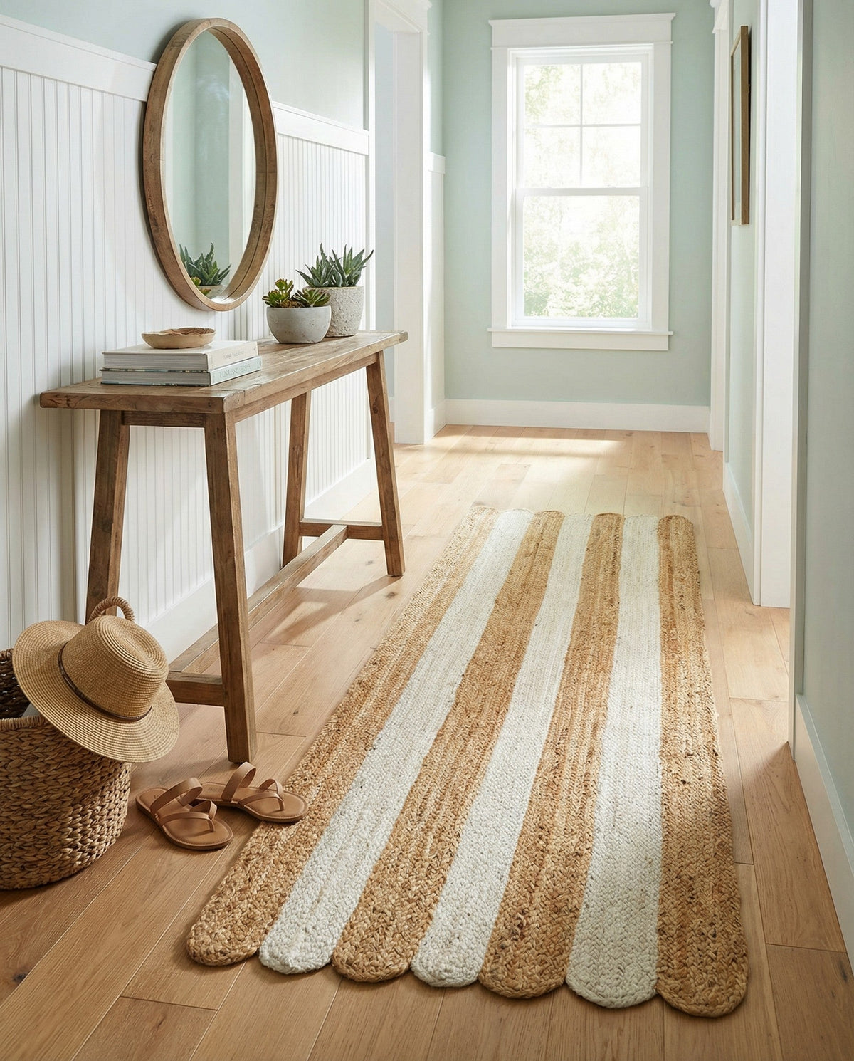 Serenity Braided Jute Collection Area Rug - Luna Runner Natural and Ivory  lifestyle 52