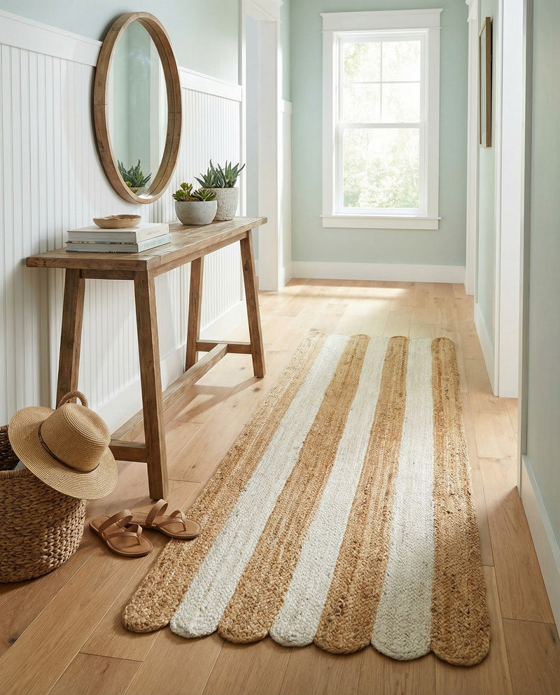 Serenity Braided Jute Collection Area Rug - Luna Runner Natural and Ivory  lifestyle 52